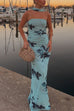 Rebadress Strapless Tube Floral Print Bodycon Maxi Dress
