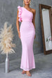 Rebadress Frill One Shoulder Cut Out Bodycon Maxi Dress