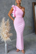 Rebadress Frill One Shoulder Cut Out Bodycon Maxi Dress