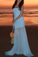 Rebadress Strapless Mesh Splice Bodycon Maxi Dress