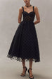 Rebadress V Neck Mesh Polka Dot A-line Midi Cami Dress