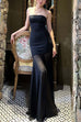 Rebadress Strapless Mesh Splice Bodycon Maxi Dress