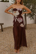 Strapless Tube Floral Print Flare Maxi Dress