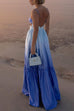 Rebadress Backless Cut Out Gradient Tie Dye Ruffle Maxi Cami Dress