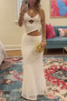 Rebadress V Neck Adjustable Strap Cut Out Maxi Dress