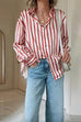 Rebadress Long Sleeves Button Down Striped Blouse Shirt