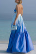 Rebadress Backless Cut Out Gradient Tie Dye Ruffle Maxi Cami Dress