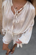 Rebadress Long Sleeves Lace-up Tie Waist Ruffle Mini Dress