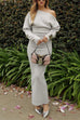 Rebadress One Shoulder Long Sleeves Bodycon Maxi Sweater Dress