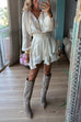 Rebadress Lantern Long Sleeves Waisted Ruffle Mini Dress