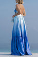 Rebadress Backless Cut Out Gradient Tie Dye Ruffle Maxi Cami Dress