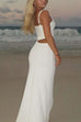 Rebadress V Neck Adjustable Strap Cut Out Maxi Dress