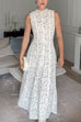 Rebadress Mockneck Sleeveless A-line Lace Maxi Dress