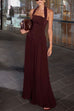 Rebadress Halter Corset Pleated Splice Maxi Dress