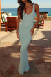 Rebadress U Neck Sleeveless Sequin Bodycon Maxi Dress