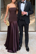 Rebadress Strapless Satin Patchwork Flare Maxi Dress