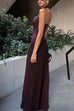 Rebadress Halter Corset Pleated Splice Maxi Dress