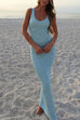 Rebadress U Neck Sleeveless Sequin Bodycon Maxi Dress