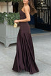 Rebadress Strapless Satin Patchwork Flare Maxi Dress
