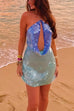Rebadress Halter Cut Out Open Back Sequin Mini Dress