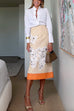 Rebadress High Rise Color Block Floral Print Pencil Midi Skirt