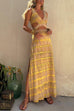 Rebadress V Neck Cut Out Side Split Tie Dye Maxi Dress