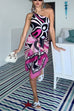 Rebadress One Shoulder Printed One-piece Swimsuit with Sarong and Twilly