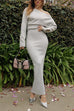 Rebadress One Shoulder Long Sleeves Bodycon Maxi Sweater Dress