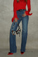 Rebadress Mid Rise Pocketed Straight Leg Denim Pants