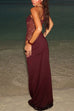 Rebadress Tie Shoulder Cut Out Lace Splice Maxi Cami Dress