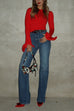 Rebadress Mid Rise Pocketed Straight Leg Denim Pants