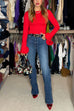 Rebadress Mid Rise Pocketed Straight Leg Denim Pants