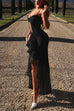 Rebadress Spaghetti Strap Cut Out Ruffle Trim Bodycon Maxi Dress