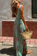 Rebadress V Neck Sleeveless Cut Out Waist Side Slit Tie Dye Maxi Dress