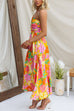 One Shoulder Waisted Floral Print Swing Maxi Holiday Dress