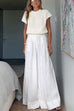 Rebadress Casual Pocketed Cotton Linen Wide Leg Palazzo Pants