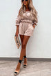 Rebadress Ruffle Off Shoulder Short Sleeves Crop Top Elastic Waist Shorts Set