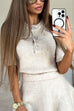 Rebadress Crewneck Short Sleeves Button Up Sweater