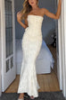 Rebadress Embroidered Strapless Corset and Bodycon Maxi Mermaid Skirt Set
