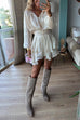 Rebadress Lantern Long Sleeves Waisted Ruffle Mini Dress