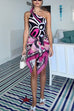 Rebadress One Shoulder Printed One-piece Swimsuit with Sarong and Twilly