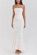 Rebadress Embroidered Strapless Corset and Bodycon Maxi Mermaid Skirt Set