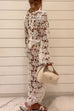 Rebadress Long Sleeves Crop Top and Tie Waist Wrap Maxi Skirt Lace Set