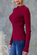 Rebadress Long Sleeves Slim Fit Basic Ribbed Knit Top