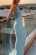 Rebadress U Neck Sequin Knit Bodycon Maxi Tank Dress
