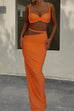 Rebadress Crop Cami Top and Cut Out Ruched Maxi Skirt Set