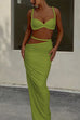 Rebadress Crop Cami Top and Cut Out Ruched Maxi Skirt Set