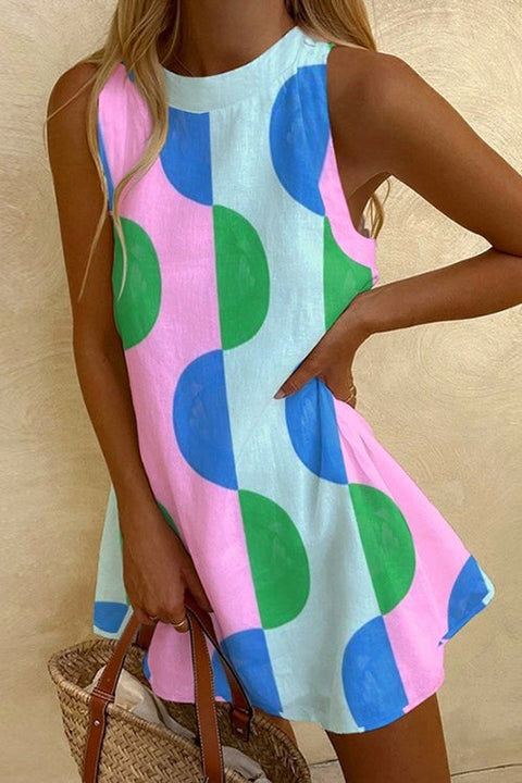 Rebadress Sleeveless Geometric Print A-line Mini Dress