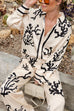 Rebadress Long Sleeves Button Up Reef Print Satin Shirt