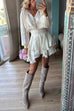 Rebadress Lantern Long Sleeves Waisted Ruffle Mini Dress